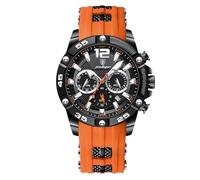 rorios Herren Mode Armbanduhren Silikon Sport Uhr Analog Quarz Uhr Multifunktional Chronograph Uhren Leuchtend Datum Kalender Uhr für Männer Orange