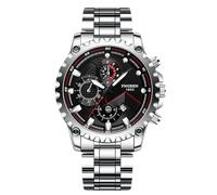 rorios Herren Mode Uhren Freizeit Analog Quarz Armbanduhr Leuchtend Datum Kalender Herrenuhren mit Edelstahl Armband für Männer Schwarz Weiß A