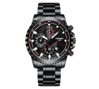 rorios Herren Mode Uhren Freizeit Analog Quarz Armbanduhr Leuchtend Datum Kalender Herrenuhren mit Edelstahl Armband für Männer Schwarz A