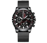 rorios Herren Mode Uhren Freizeit Analog Quarz Armbanduhr Leuchtend Datum Kalender Herrenuhren mit Mesh Armband für Männer Schwarz D