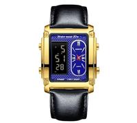 rorios Herren Multifunktional Elektronischer Armbanduhr Business Rechteckige Quarz Uhr Digital Analoganzeige Herrenuhren mit Alarm Chronograph Schwarz Blau D