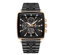 rorios Herren Quadratische Uhren Analog Quarz Armbanduhr Multifunktional Business Uhr Einfach Leuchtend Herrenuhr mit Edelstahl Armband Schwarz A