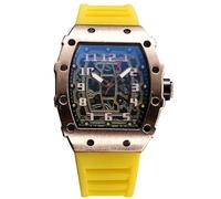 rorios Herren Quarz Uhr Mode Tonneau Armbanduhren Leuchtend Analog Uhr Freizeit Sport Herrenuhren für Männer mit Datum Kalender Roségold Gelb