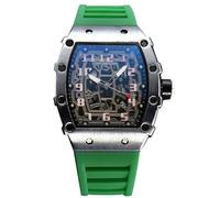 rorios Herren Quarz Uhr Mode Tonneau Armbanduhren Leuchtend Analog Uhr Freizeit Sport Herrenuhren für Männer mit Datum Kalender Silber Grün