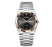 RORIOS Herren Quarzuhr Datum-Wochentag Anzeige Edelstahlarmband Roségold - Silber Optik Alltag/Business/Außenaktivitäten Uhr Roségoldsilber