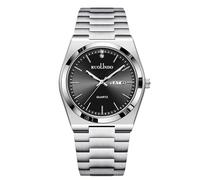 RORIOS Herren Quarzuhr Datum-Wochentag Anzeige Edelstahlarmband Roségold - Silber Optik Alltag/Business/Außenaktivitäten Uhr Reines Silberschwarz