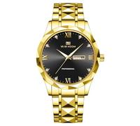 rorios Herren Schlichte Armbanduhr Klassische Edelstahl Herrenuhren Analog Quarz Uhr Leuchtend Datum Kalender Uhren Vintage Elegant Uhr für Männer Gold A