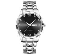 RORIOS Herren Schlichte Armbanduhr Klassische Edelstahl Herrenuhren Analog Quarz Uhr Leuchtend Datum Kalender Uhren Vintage Elegant Uhr für Männer Silber A
