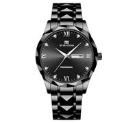 rorios Herren Schlichte Armbanduhr Klassische Edelstahl Herrenuhren Analog Quarz Uhr Leuchtend Datum Kalender Uhren Vintage Elegant Uhr für Männer Schwarz A