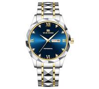rorios Herren Schlichte Armbanduhr Klassische Edelstahl Herrenuhren Analog Quarz Uhr Leuchtend Datum Kalender Uhren Vintage Elegant Uhr für Männer Blau A