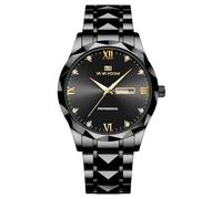 rorios Herren Schlichte Armbanduhr Klassische Edelstahl Herrenuhren Analog Quarz Uhr Leuchtend Datum Kalender Uhren Vintage Elegant Uhr für Männer Schwarz Gold A