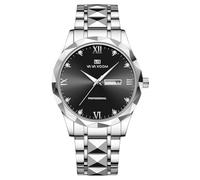 rorios Herren Schlichte Armbanduhr Klassische Edelstahl Herrenuhren Analog Quarz Uhr Leuchtend Datum Kalender Uhren Vintage Elegant Uhr für Männer Silber A
