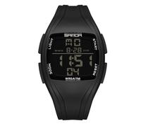 rorios Herren Tonneau Elektronische Uhren Freizeit Sport Armbanduhr Multifunktional Digital Uhr 50M wasserdichte Uhr für Männer Junge mit Gummi Armband Schwarz Silber