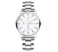 RORIOS Herren Uhr Analog Quarz Einzel-/Doppel-/Dreifach-Chronograph Klassiker Watch Edelstahlarmband Wasserdicht Watches mit Digitalen/Römischen Ziffern Weiß B