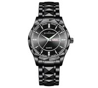 rorios Herren Uhr Edelstahl Analog Quarzuhren Luminös Leicht Ablesbar - Wasserdicht Business Armbanduhr mit Datum Elegantes Geschenk für Männer zu Vatertag/Geburtstag Ganz schwarz