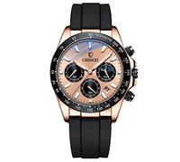 rorios Herren Uhr Leuchtende Uhr Multi Zifferblatt Uhr mit Silikon Armband Chronograph Analogue Quartz Armbanduhr für männer