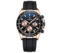 rorios Herren Uhr Leuchtende Uhr Multi Zifferblatt Uhr mit Silikon Armband Chronograph Analogue Quartz Armbanduhr für männer