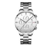 rorios Herren Uhren analog Quarz Chronograph wasserdichte Männerhandschuhe Business Classic Kleideruhr mit Kalender Edelstahlgurt Für Männer Silber