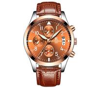 rorios Herren Uhren Lederband Quarzuhr Business Fashion Kalender Metallarmband Lap Timer Stoppuhr wasserdichte Männer Armbanduhr Uhr