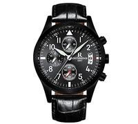 rorios Herren Uhren Lederband Quarzuhr Business Fashion Kalender Metallarmband Lap Timer Stoppuhr wasserdichte Männer Armbanduhr Uhr