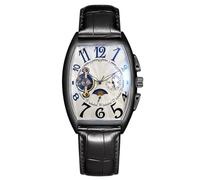 rorios Herren Uhren Mechanische Automatikuhr Skelett Mondphase Zifferblatt Militär Armbanduhr mit Lederband