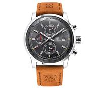 rorios Herren Uhren Wasserdichter Chronograph Analog Quartz Uhren mit Lederarmband Business Multifunktions Uhren für Männer