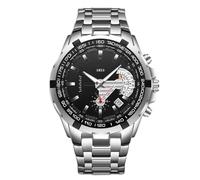 RORIOS Herrenuhr Analog Quarz Armbanduhr Multifunktionale Herren Uhren mit Kalender Leuchtend Edelstahl Armband Wasserdicht Business Uhren Schwarz A