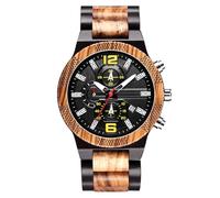 RORIOS Herrenuhr aus Holz, super hell, Quarz, Armbanduhr aus Naturholz, mit Kalender, Chronograph, Sport, Herren Armband, Ebenholz A, Armband