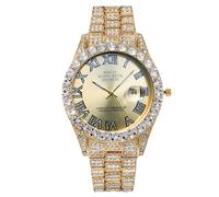 rorios Herrenuhr Diamant Quarz Armbanduhr mit römischen Ziffern Hip Hop Fashion Zeitpiece für Alltag & Party Mehrere Farboptionen Gold a