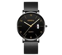 rorios Herrenuhr Minimalistisch Ultra Dünn Quarzuhr Mit Datumfunktion Edelstahl Netzarmband Casual Business Alltagsträgeruhr Schwarz A