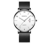 rorios Herrenuhr Minimalistisch Ultra Dünn Quarzuhr Mit Datumfunktion Edelstahl Netzarmband Casual Business Alltagsträgeruhr Schwarz C