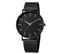 rorios Herrenuhr Quarzuhr Edelstahl Mesh-Armband Schlank Minimalistisch WasserdichtMehrere Farboptionen für Alltag/Büro/Date Schwarz B