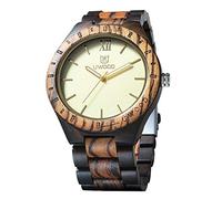 RORIOS Herrenuhren aus Holz, superleicht, Quarz, Naturholz-Uhren, Zebraholz, Schwarz, Armband