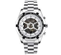 rorios Herrenuhren Automatische Mechanische Armbanduhr Leuchtende Uhr mit Edelstahlband Skelett Militär Uhr