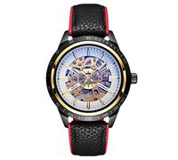 rorios Herrenuhren Automatische Mechanische Armbanduhr mit Lederarmband Mode Skelettuhren für männer