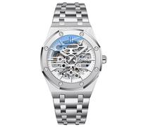 rorios Herrenuhren Automatische Mechanische Uhr Leuchtend Uhr mit Edelstahl-Armband Skelett Militär Armbanduhr