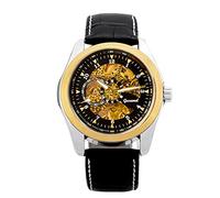 rorios Herrenuhren Leuchtende Armbanduhr Automatische Mechanische Uhr mit Lederband Männer Skelett Militär Uhr