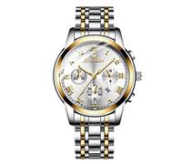 RORIOS Herrenuhren Leuchtende Uhr Analoge Quarzuhr Edelstahlarmband Armbanduhr für Männer Herren