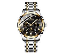 RORIOS Herrenuhren Leuchtende Uhr Analoge Quarzuhr Edelstahlarmband Armbanduhr für Männer Herren