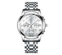 RORIOS Herrenuhren Leuchtende Uhr Analoge Quarzuhr Edelstahlarmband Armbanduhr für Männer Herren