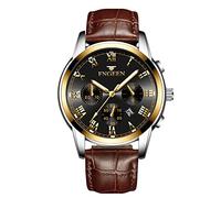 rorios Herrenuhren Leuchtende Uhr Analoge Quarzuhr Kalender Uhr Lederarmband Armbanduhr für Männer Herren