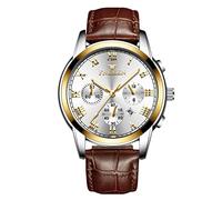 rorios Herrenuhren Leuchtende Uhr Analoge Quarzuhr Kalender Uhr Lederarmband Armbanduhr für Männer Herren