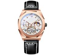 RORIOS Herrenuhren Leuchtende Uhren Automatik Mechanische Armbanduhr Skelettuhren mit Lederarmband Mode Tourbillon Uhr