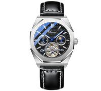 rorios Herrenuhren Leuchtende Uhren Automatik Mechanische Armbanduhr Skelettuhren mit Lederarmband Mode Tourbillon Uhr