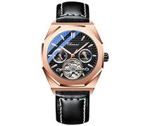 rorios Herrenuhren Leuchtende Uhren Automatik Mechanische Armbanduhr Skelettuhren mit Lederarmband Mode Tourbillon Uhr