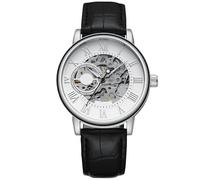 rorios Herrenuhren Mechanische Automatikuhr Leuchtende Uhren mit Lederband Skelett Militär Armbanduhr