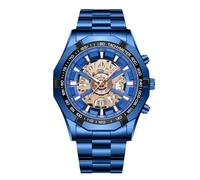RORIOS Herrenuhren Men Watch Business Mechanische Uhr Skelett Automatik Uhr Mode wasserdichte Armbanduhr mit Edelstahlband Uhr für Männer