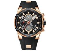 RORIOS Herrenuhren Sport Chronograph Armbanduhr Leuchtende Uhr Analoger Quarzuhr mit Silikonarmband