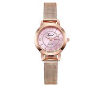 rorios Mädchen Minimalistische Armbanduhr Damen Analoge Quarzuhr wasserdichte Mesh Armbanduhr Frauen Roségold Uhr Woche Datum Kalender Rosa