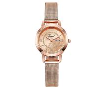 rorios Mädchen Minimalistische Armbanduhr Damen Analoge Quarzuhr wasserdichte Mesh Armbanduhr Frauen Roségold Uhr Woche Datum Kalender Roségold